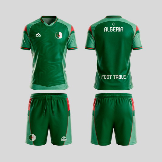 Algeria official uniform, Foot Table World Championship Rome 2026, jersey and shorts front and back
