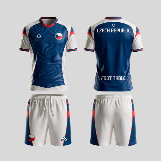 Czech Republic official uniform, Foot Table World Championship Rome 2026, jersey and shorts front and back