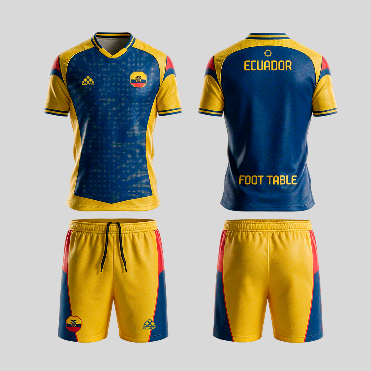 Ecuador official uniform, Foot Table World Championship Rome 2026, jersey and shorts front and back