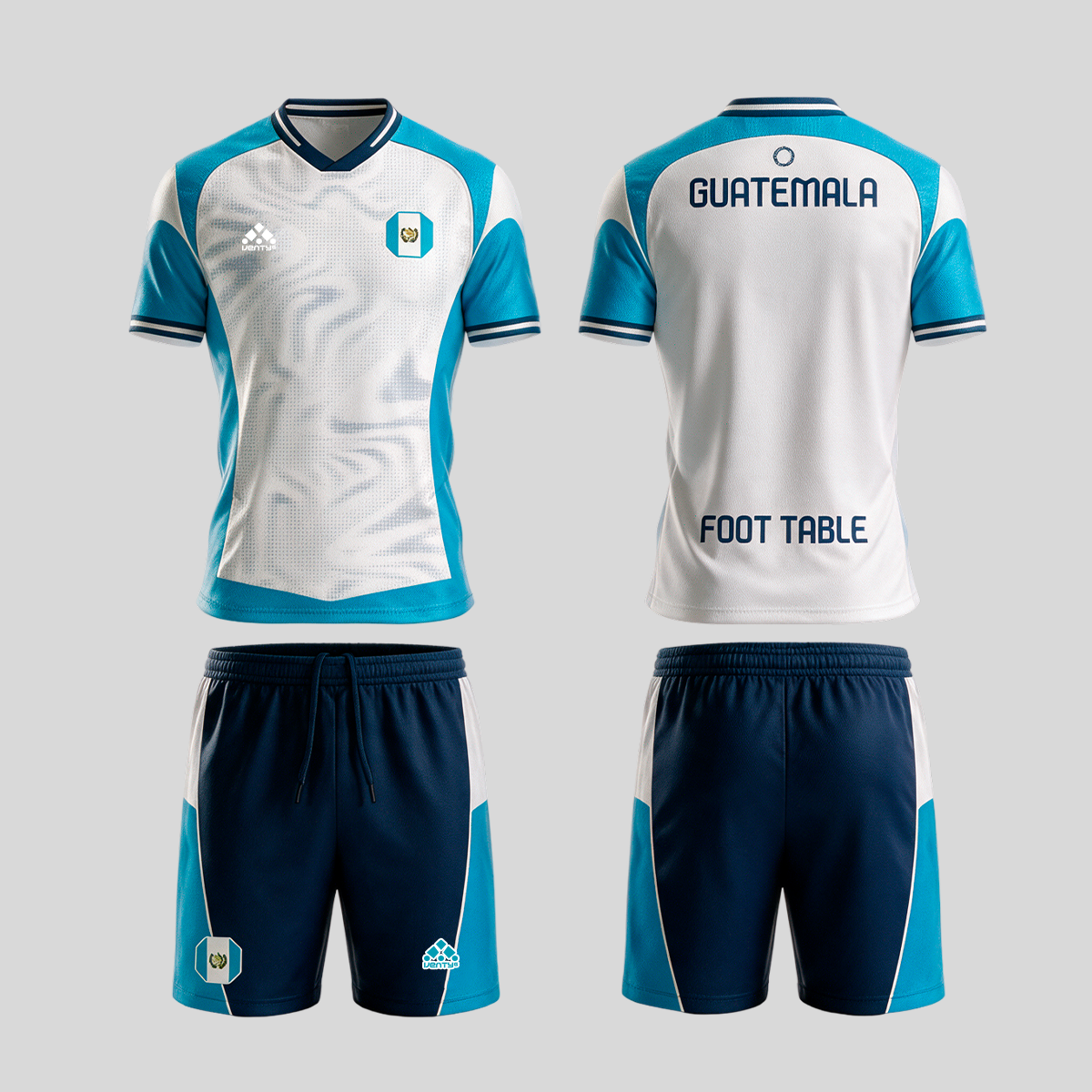 Guatemala official uniform, Foot Table World Championship Rome 2026, jersey and shorts front and back