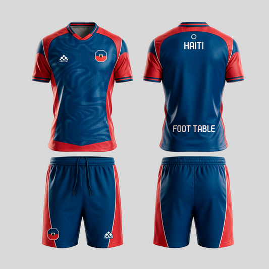Haiti official uniform, Foot Table World Championship Rome 2026, jersey and shorts front and back