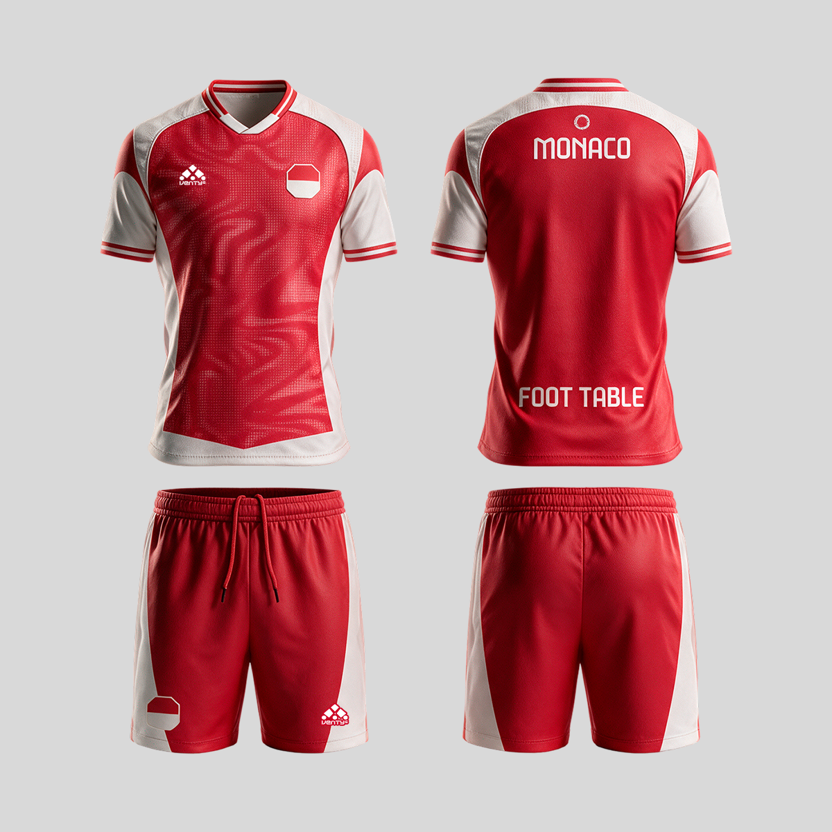 Monaco official uniform, Foot Table World Championship Rome 2026, jersey and shorts front and back