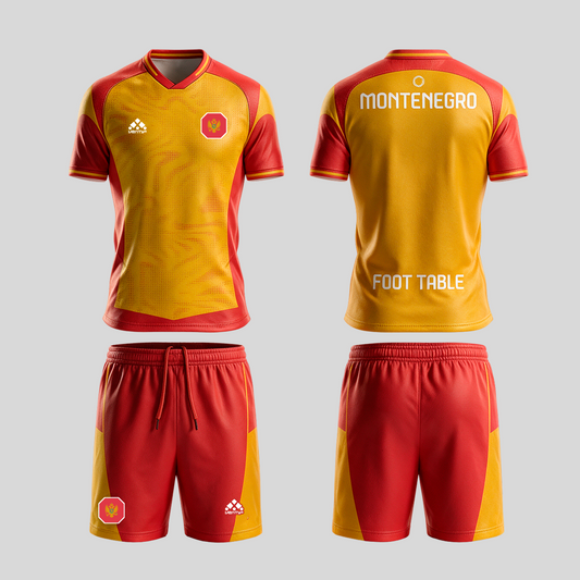 Montenegro official uniform, Foot Table World Championship Rome 2026, jersey and shorts front and back
