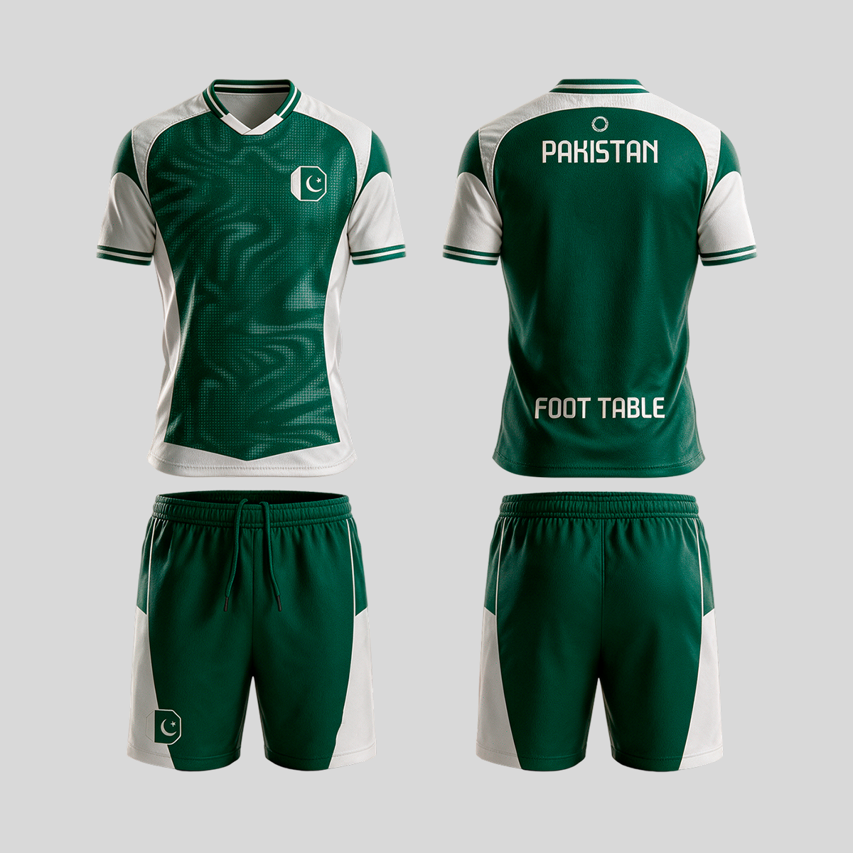 Pakistan official uniform, Foot Table World Championship Rome 2026, jersey and shorts front and back