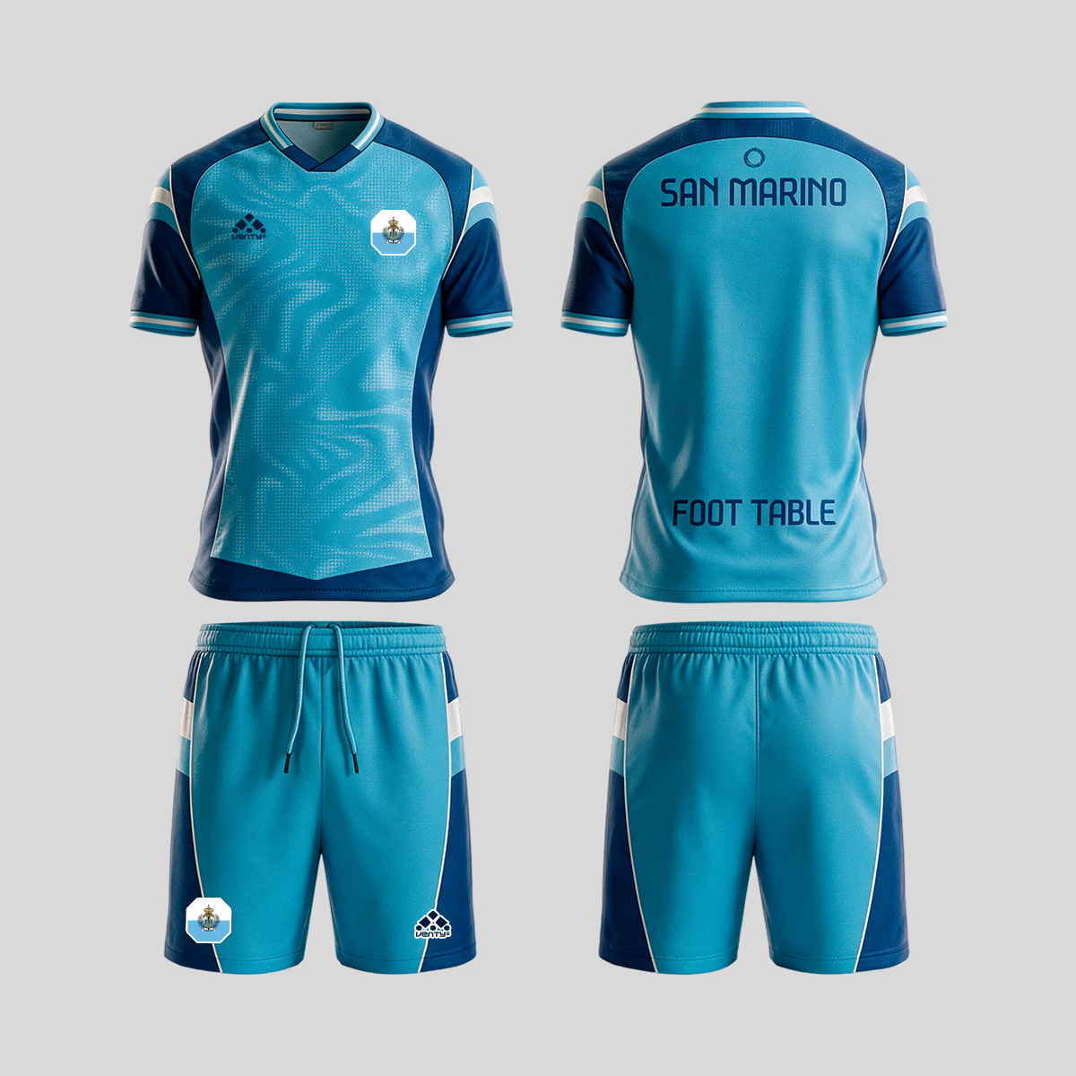 San Marino official uniform, Foot Table World Championship Rome 2026, jersey and shorts front and back