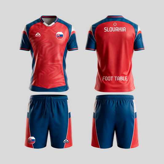 Slovakia official uniform, Foot Table World Championship Rome 2026, jersey and shorts front and back