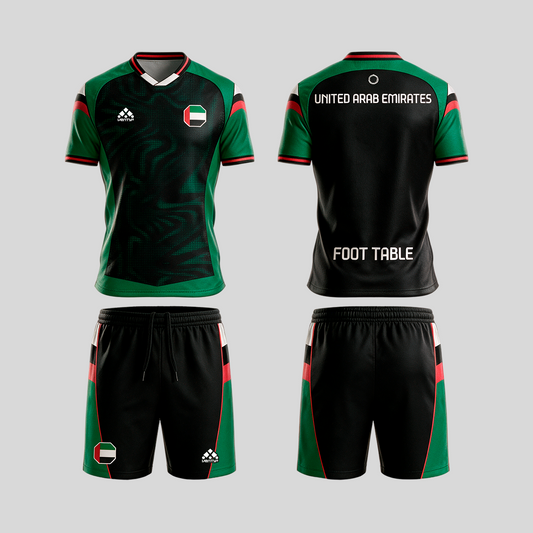 United Arab Emirates official uniform, Foot Table World Championship Rome 2026, jersey and shorts front and back